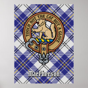 Affiche Clan MacPherson Crest sur la robe bleue Tartan