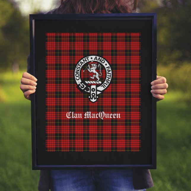 Affiche Clan MacQueen Crest Badge & Tartan (Créateur téléchargé)