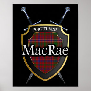 Affiche Clan MacRae Tartan Scottish Shield & Swords