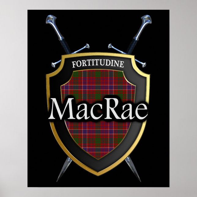 Affiche Clan MacRae Tartan Scottish Shield & Swords (Devant)