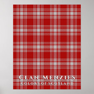 Affiche Clan Menzies Couleurs écossais Rouge Blanc Tartan
