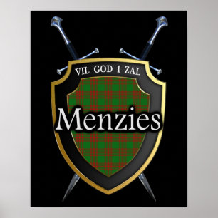 Affiche Clan Menzies Tartan Scottish Shield & Swords