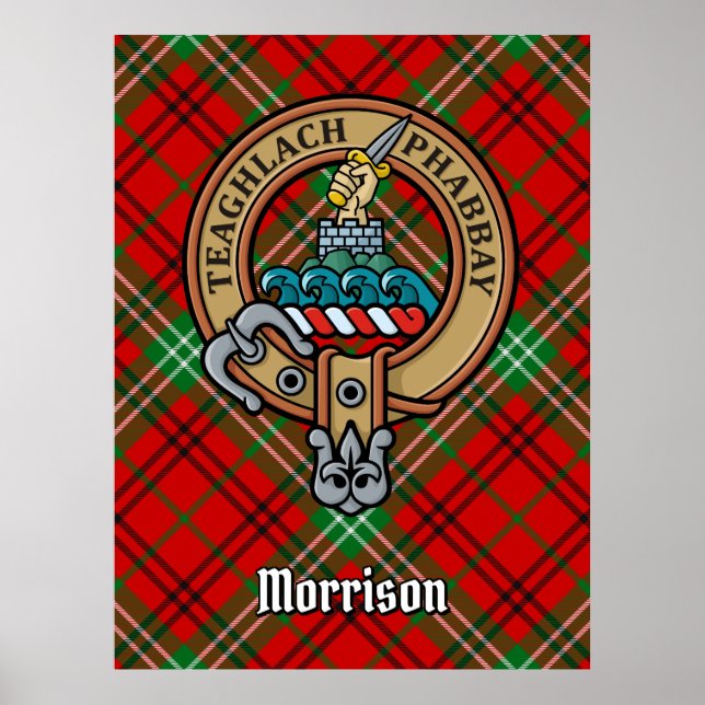 Affiche Clan Morrison Crest sur Red Tartan (Devant)