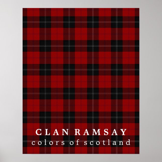 Affiche Clan Ramsay Couleurs écossais Rouge Noir Tartan (Devant)