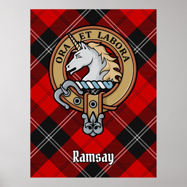 Affiche Clan Ramsay Crest sur Red Tartan (Devant)