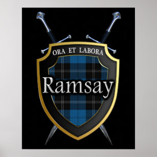 Affiche Clan Ramsay Tartan Scottish Shield & Swords