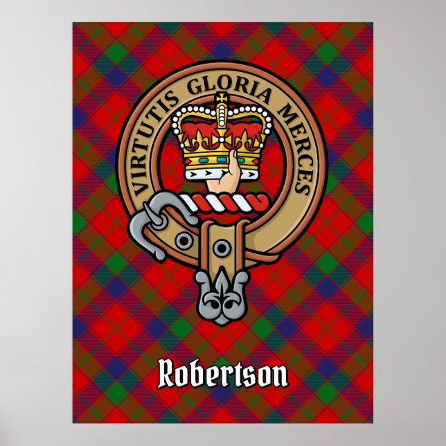 Affiche Clan Robertson Crest sur Tartan (Devant)
