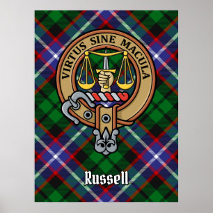Affiche Clan Russell Crête sur Tartan