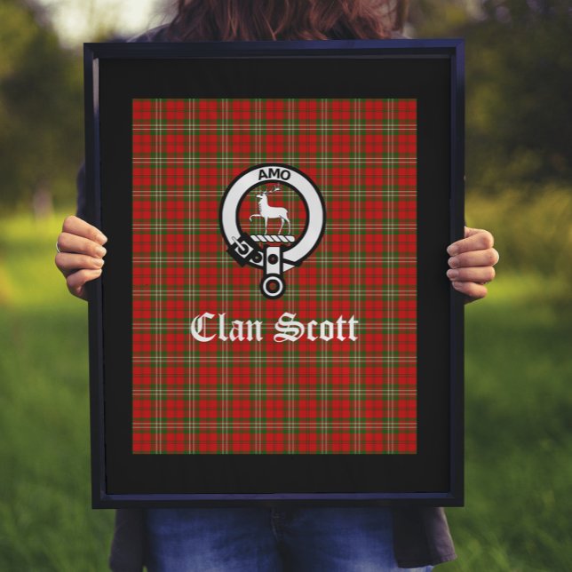 Affiche Clan Scott Crest Badge & Tartan (Check out the entire collection of Clan Scott gifts & gear!)