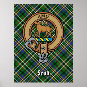 Affiche Clan Scott Crest sur Green Tartan