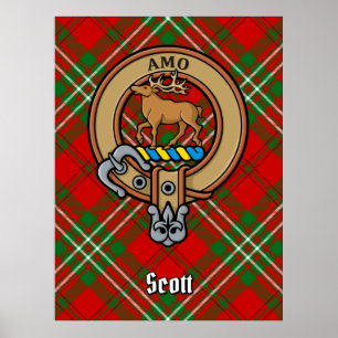 Affiche Clan Scott Crest sur Red Tartan