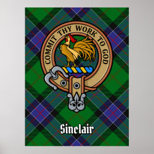 Affiche Clan Sinclair Crest sur la chasse Tartan