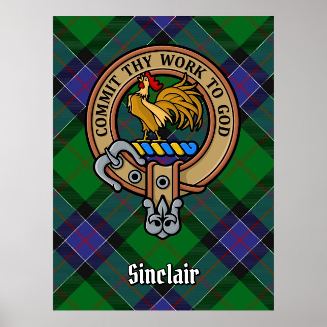 Affiche Clan Sinclair Crest sur la chasse Tartan (Devant)