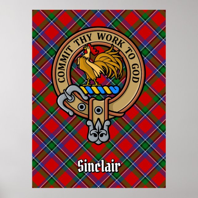 Affiche Clan Sinclair Crest sur Tartan (Devant)