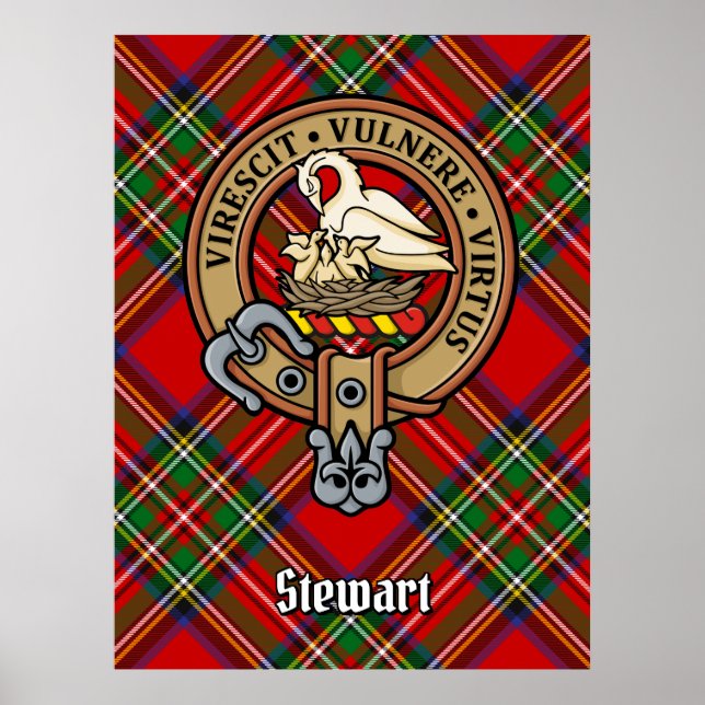 Affiche Clan Stewart Crest sur Royal Tartan (Devant)