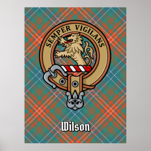 Affiche Clan Wilson Crest au-dessus de Tartan antique