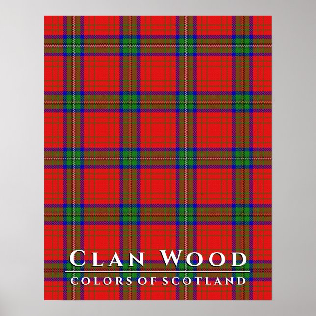 Affiche Clan Wood couleurs écossais Red Tartan (Devant)