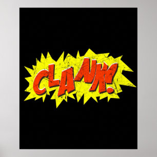Affiche Clank de bande dessinée Super Hero Onomatopoeia