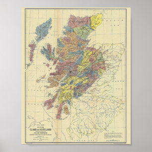 Affiche Clans Of Scotland Historical Map Locations Des Cla