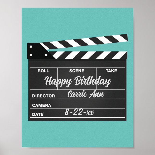 Affiche Clapboard de cinéma personnalisé Aqua Anniversaire (Devant)