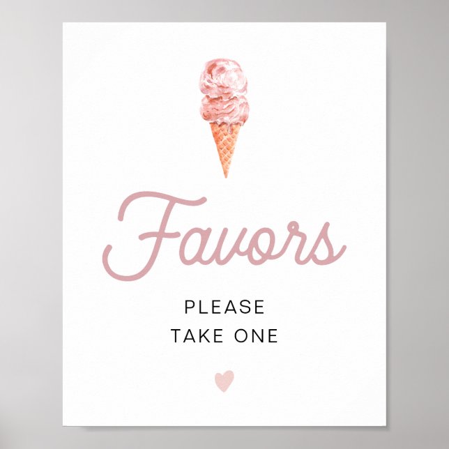 Affiche CLARA Rétro Glace à la Crème Rose Mariage Faveurs  (Devant)