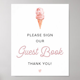 Affiche CLARA Retro Ice Cream Blush Signer Notre Livre D'I