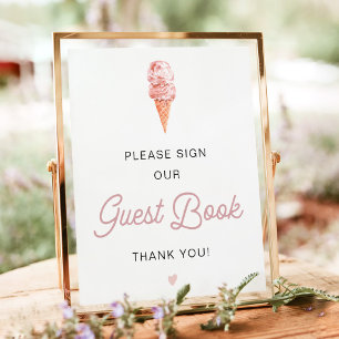 Affiche CLARA Retro Ice Cream Blush Signer Notre Livre D'I