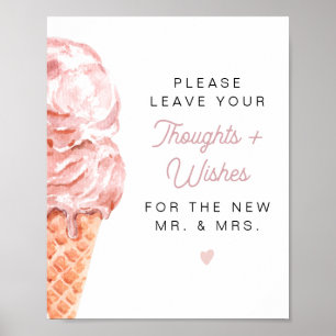Affiche CLARA Retro Ice Cream Newlywed Advice & Wishes