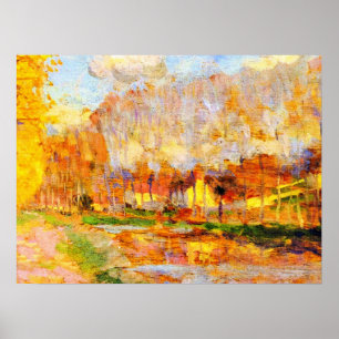 Affiche Clarence Gagnon art, Canal du Loing, Moret