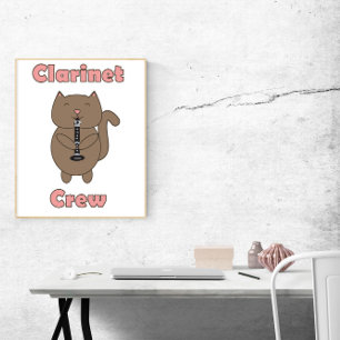 Affiche Clarinet Crew Chat Brown amusant