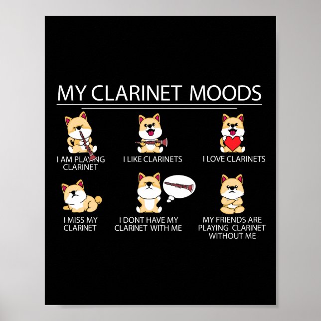 Affiche Clarinetist Shiba Inu Chien Musicien Cadeau Clarin (Devant)