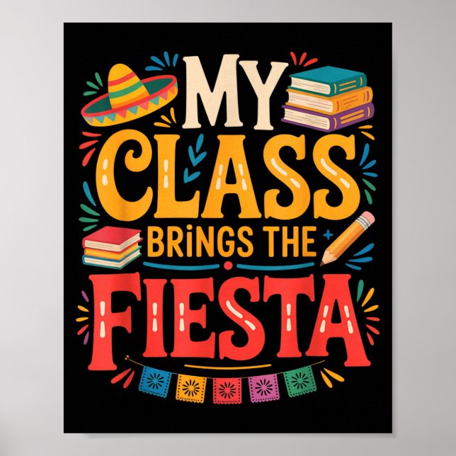Affiche Classe apporte le professeur d'école amusant fiest (Devant)