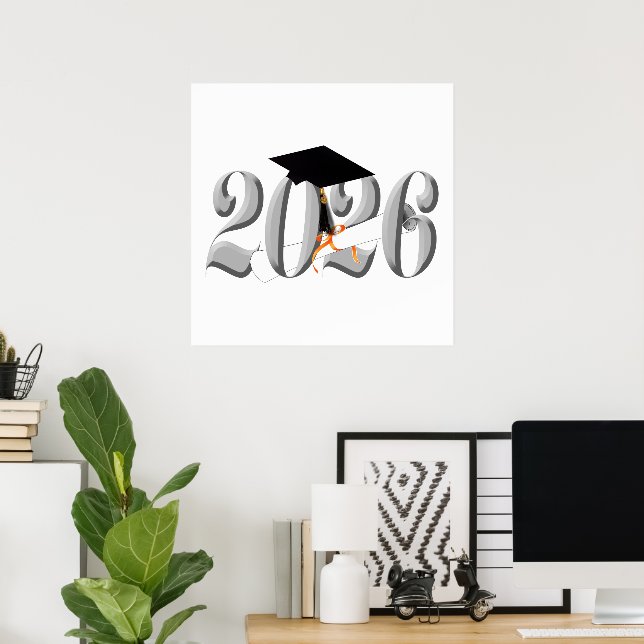 Affiche Classe Argent de 2026 Graduation (Bureau à domicile)