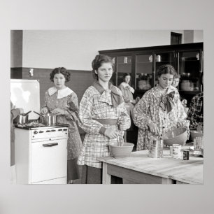 Affiche Classe cuisine, 1935. Photo vintage