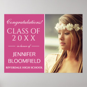 Affiche Classe de graduation Pink White Photo Moderne DE 2
