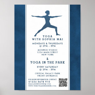 Affiche Classe de Yoga bleu marine moderne tendance