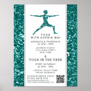 Affiche Classe de Yoga Parties scintillant Aqua tendance P