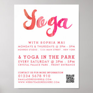 Affiche Classe de Yoga rose moderne tendance