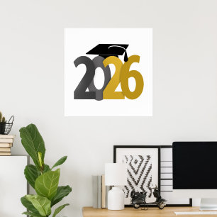 Affiche Classe d'or et de gris de 2026 Graduation