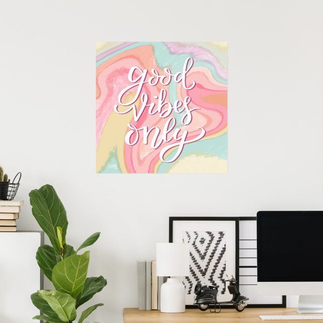 Affiche Classe Good Vibes uniquement Pastel Inspirivity (Bureau à domicile)
