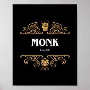 Affiche Classe Monk Jeu RPG Tabletop