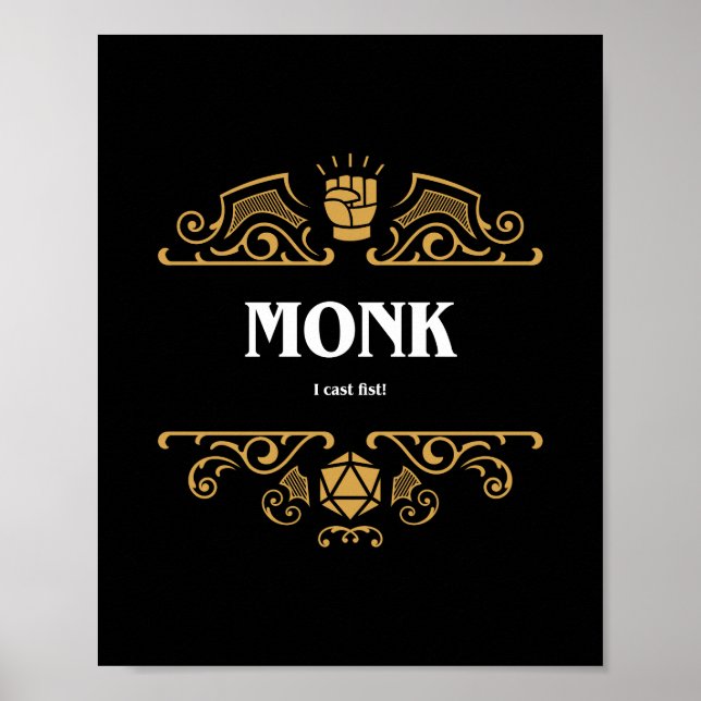 Affiche Classe Monk Jeu RPG Tabletop (Devant)