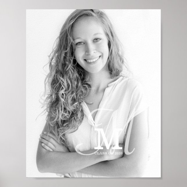 Affiche Classe Monogramme Année Diplôme photo personnalisé (Devant)