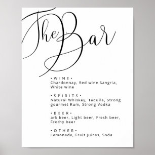 Affiche Classé noir blanc Calligraphie mariage menu