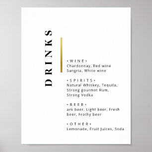 Affiche Classé noir et blanc Typographie mariage menu