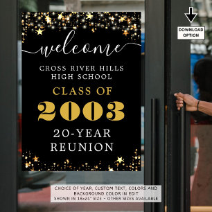 Affiche Classe Réunion Année Bienvenue Black Gold Stars