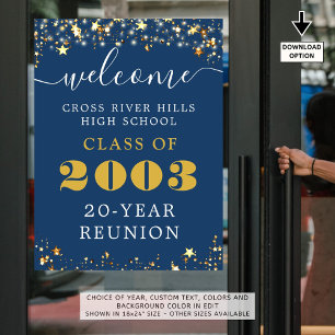 Affiche Classe Réunion Année Bienvenue Black Gold Stars