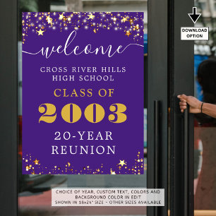 Affiche Classe Réunion Année Bienvenue Purple Gold Stars