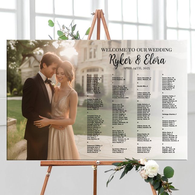 Affiche Classement alphabétique élégant du mariage photo (Créateur téléchargé)
