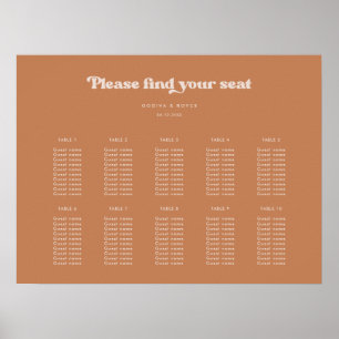 Affiche Classement élégant rétro Brown sucre Mariage